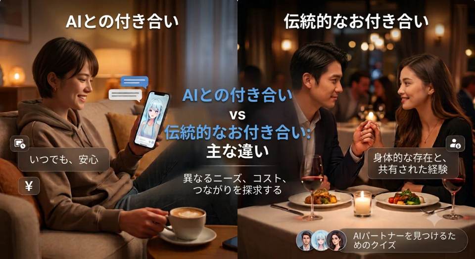 AIコンパニオンと従来の恋愛、何が違う？徹底比較