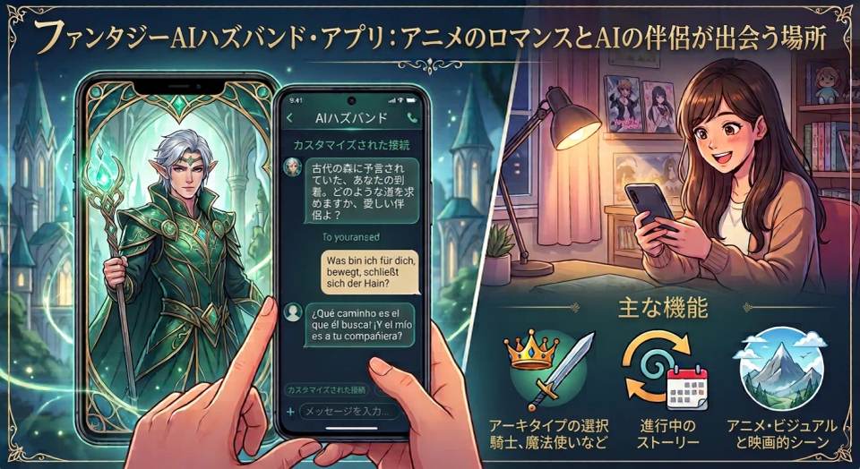 ファンタジー系AIハズバンドアプリ：アニメ恋愛×AIコンパニオン