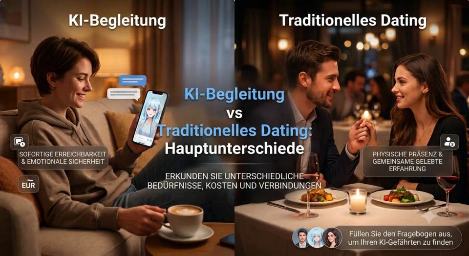 KI-Begleitung vs. klassisches Dating: Die wichtigsten Unterschiede