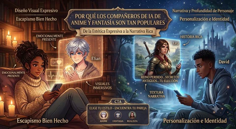 Por qué las compañeras IA anime y fantasía son tan populares