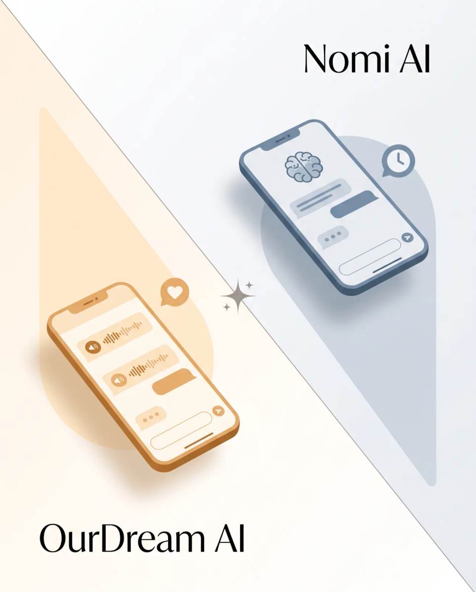 OurDream AI Fidanzato vs Nomi AI Fidanzato 2026: Quale Compagno Maschile IA È Più Emotivamente Intelligente?