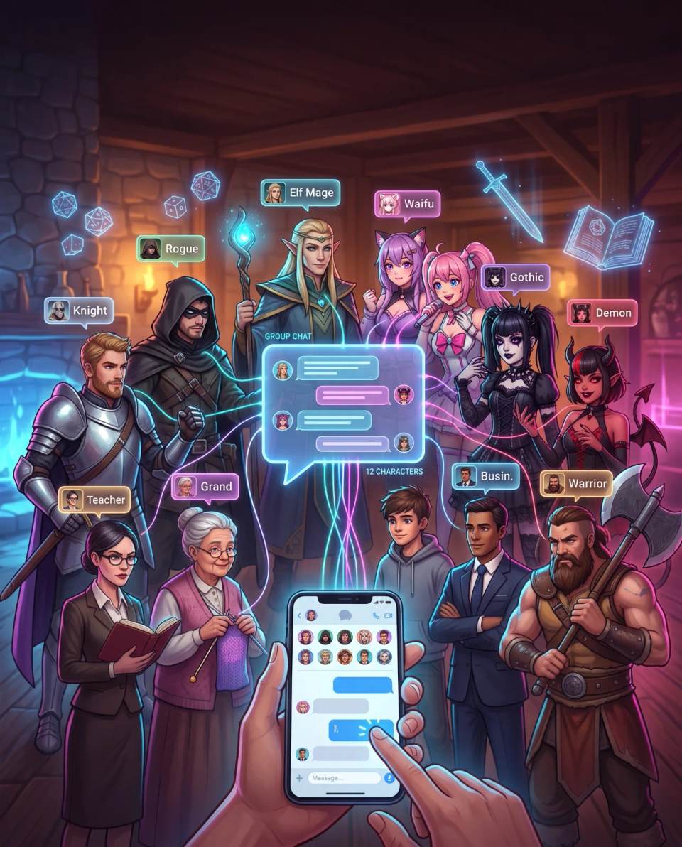 OurDream AI Chat Grupal: Cómo Crear Escenas de Rol con 12 Personajes