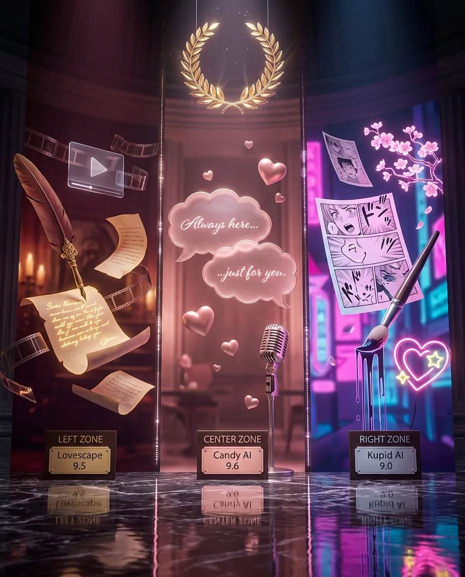 Lovescape vs Candy AI vs Kupid：没入型ファンタジーに最適なのはどれ？（2027年比較）